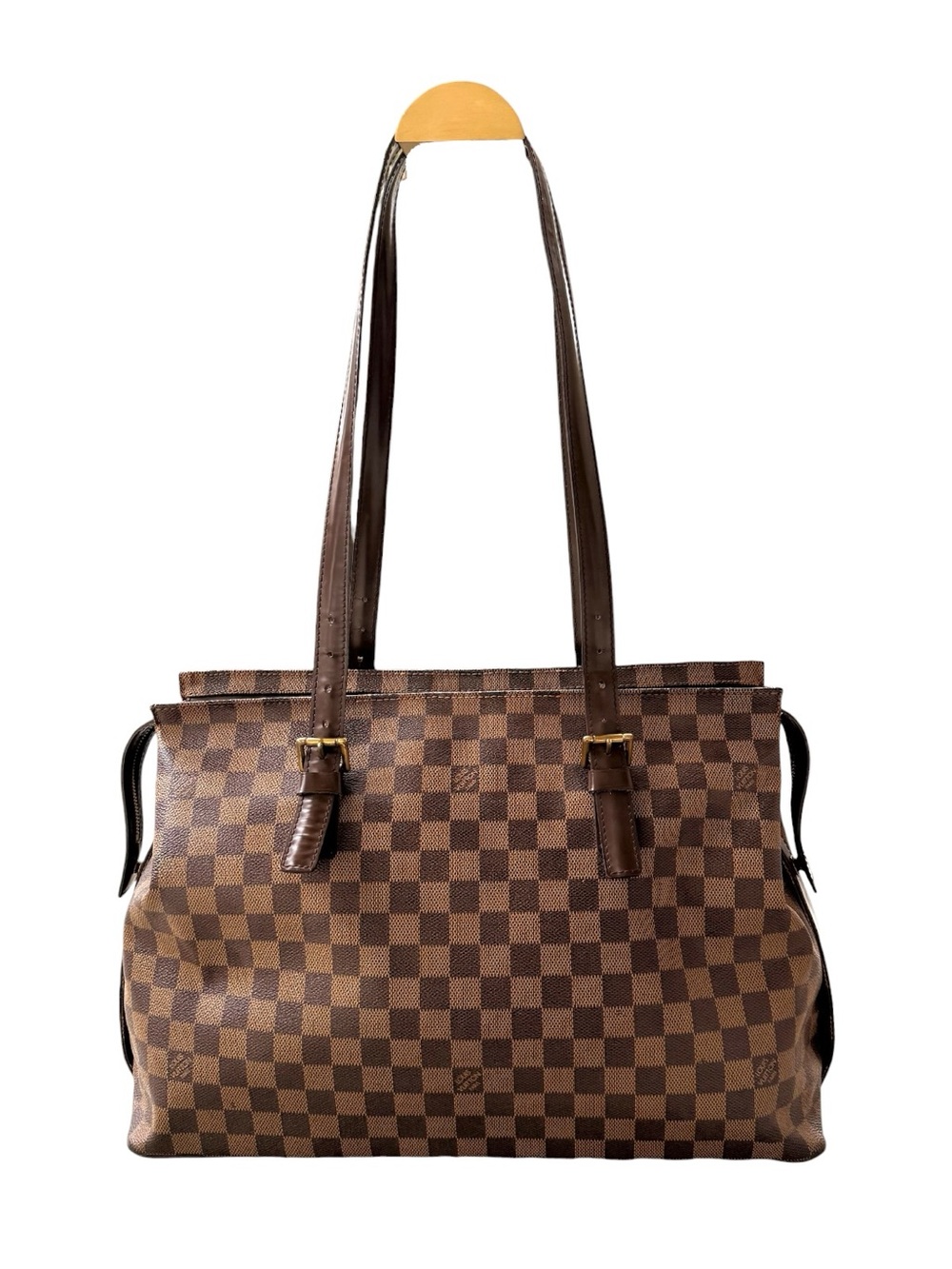 Louis Vuitton Chelsea Damier Ebene Shoulder Tote Bag Brown LV Zip Tote